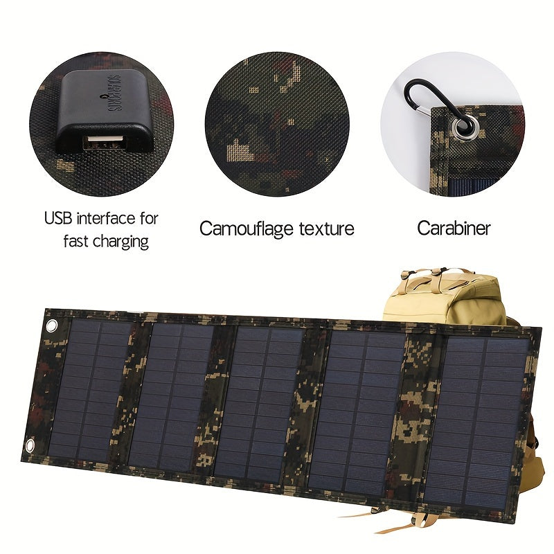 35W Portable Foldable Solar Charger Panel with USB Output for Travel Camping