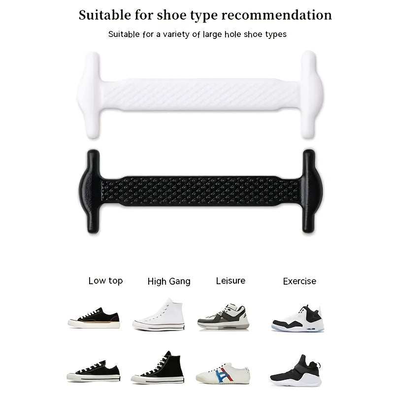Unisex Silicone No-Tie Shoelaces Set Elastic Quick-Lace for Sneakers