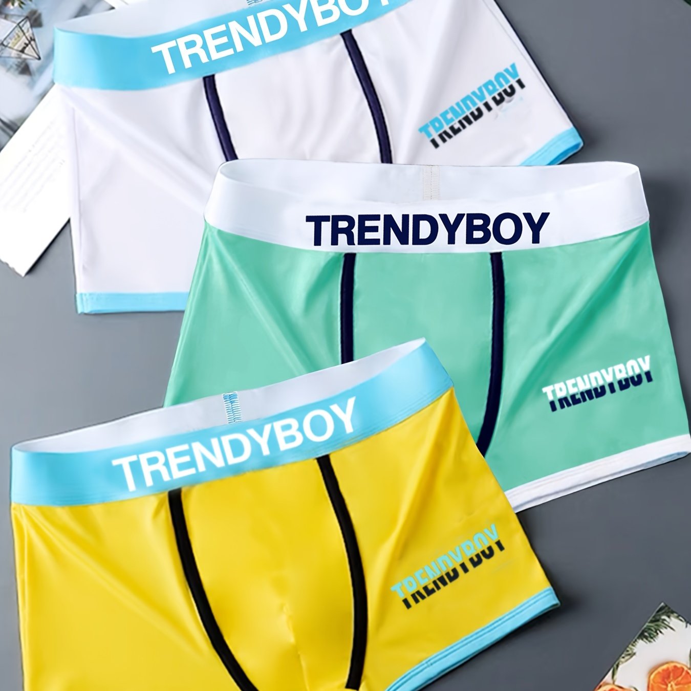 Men's Square-Cut Sports Boxing Shorts Breathable Comfortable Underwear Set of Three