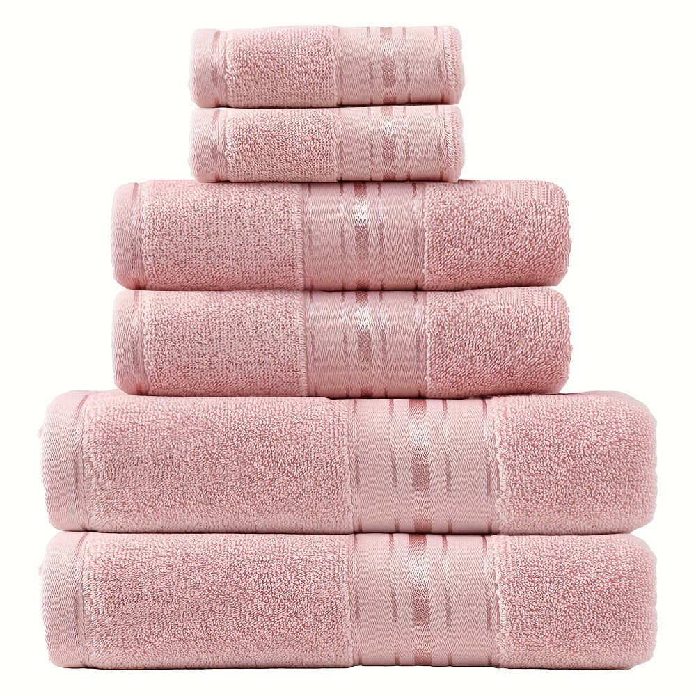 Set of 6 Absorbent Cotton Bath Towels for Spa Hotel Bathroom Use