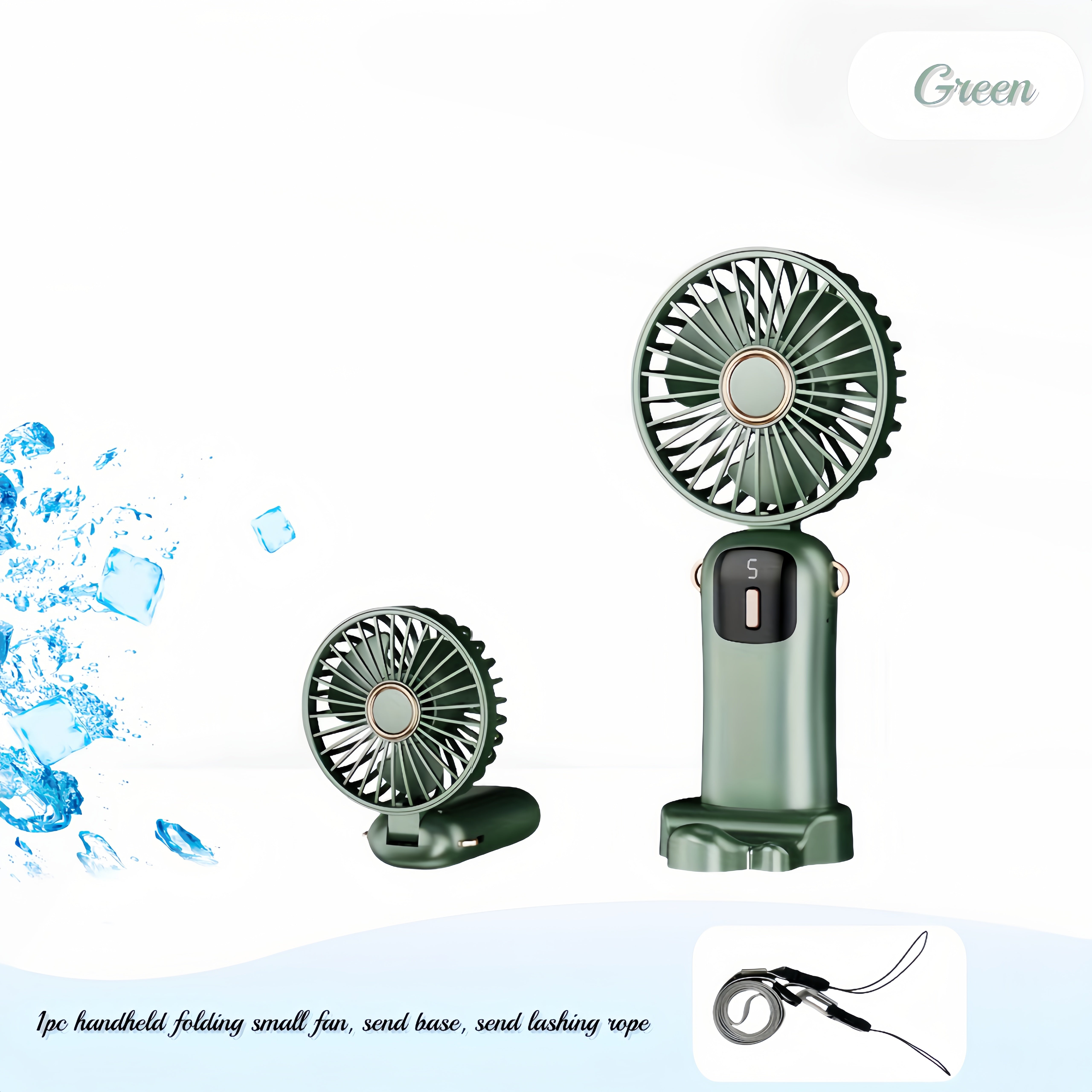 Портативный ручной вентилятор для женщин с подвесным шнурком, регулируемая скорость, компактный и удобный дизайн, поворотная подставка на 90 градусов, идеально подходит для летних поездок, оставайтесь в прохладе весь сезон с LED-дисплеем.