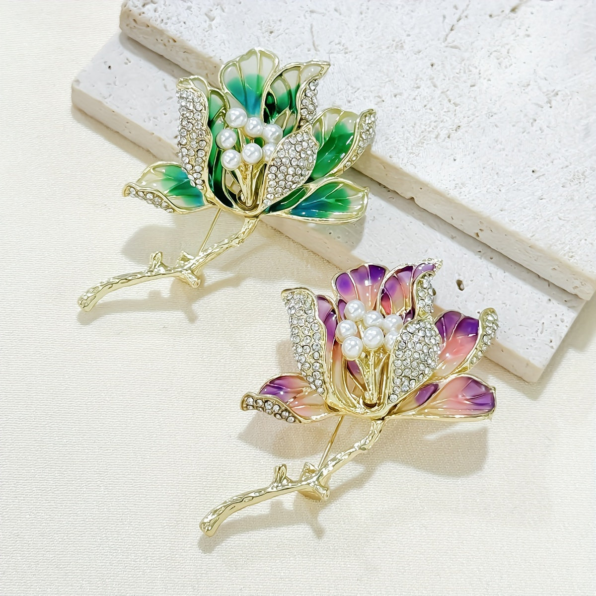Vintage Style Plastic Brooch with Floral Design Irregular Shape for Women