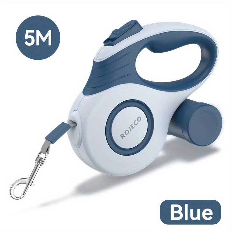 4.88m Automatic Retractable Dog Leash Nylon 16-Foot for Small to Large Dogs Blue White