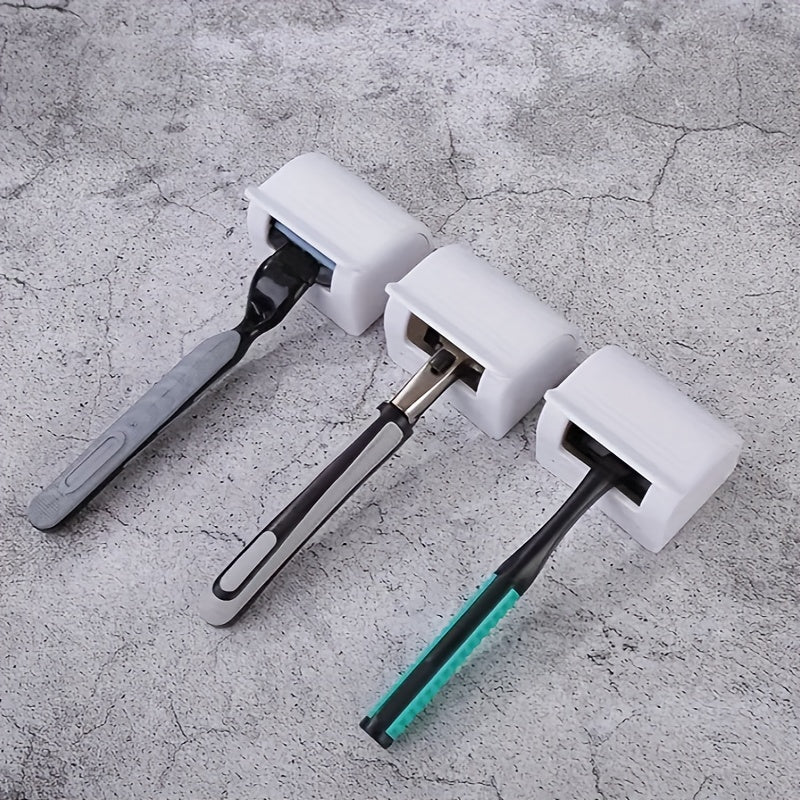 Настенный органайзер для ванной с держателем для бритвы, пластиковое хранение для душа, аксессуары