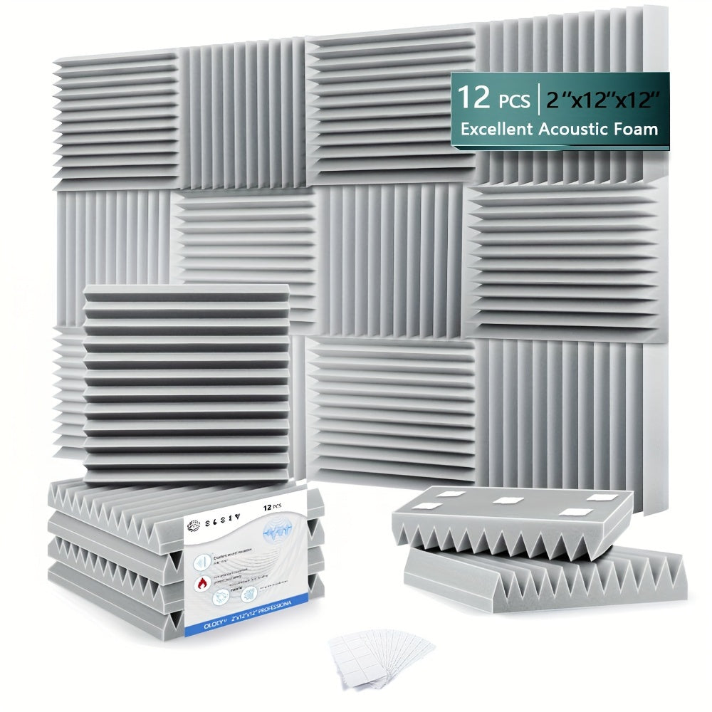 12 штук акустических панелей из пенопласта для снижения шума, звукоизоляции, белые, черные, серые, 30x30x2.5 см