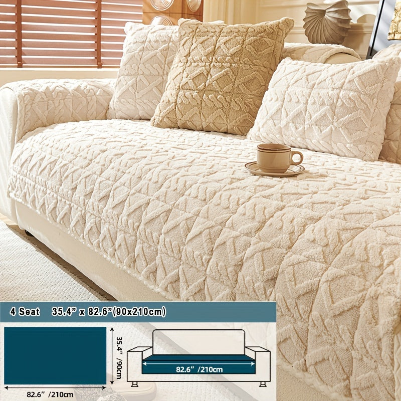 Пушистый чехол для дивана, подходящий для 1-4 человек, устойчивый к пятнам и моющийся в машине