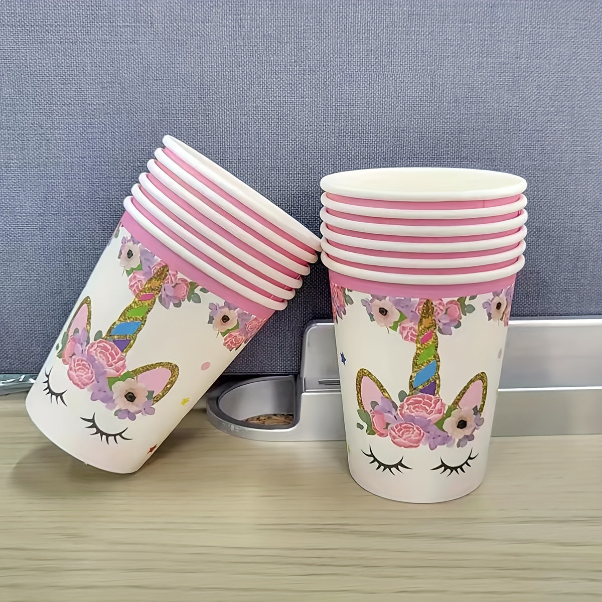 Pack of 10 Disposable Paper Cups with Cartoon Design for Parties and Events