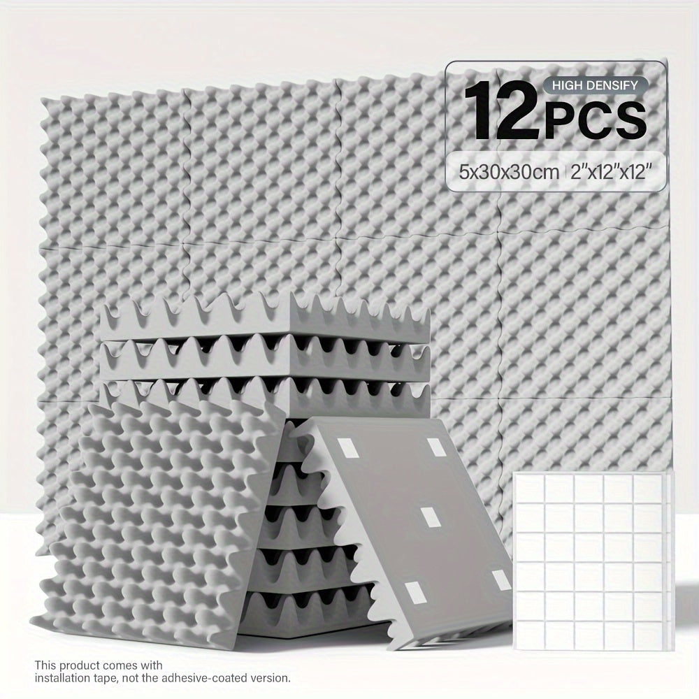 12-штук акустических пенопластовых панелей для звукоизоляции, плитки с дизайном яичной скорлупы для стен и потолков музыкальной студии, черные, белые, серые