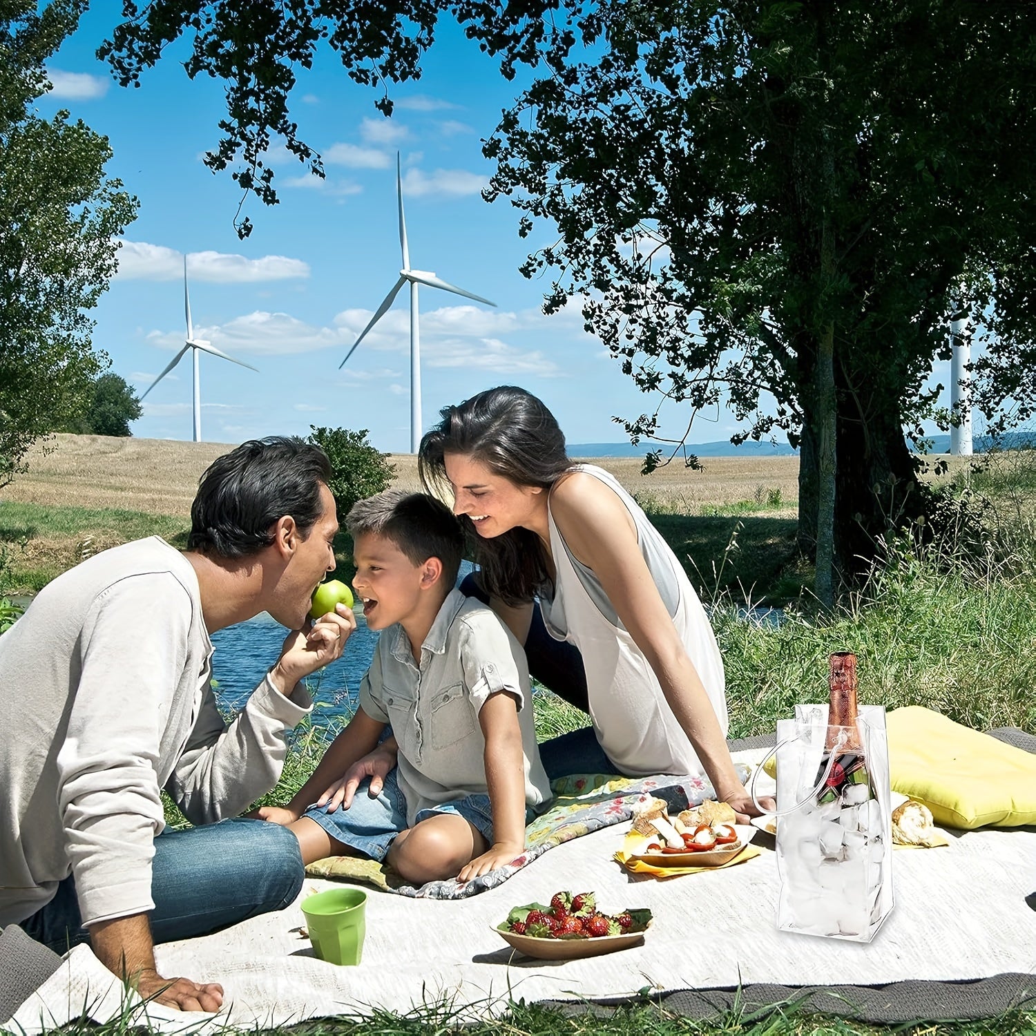 Portable Ice Bucket with PVC Leak-Proof Ice Bag, Transparent, Handle for Wine and Champagne