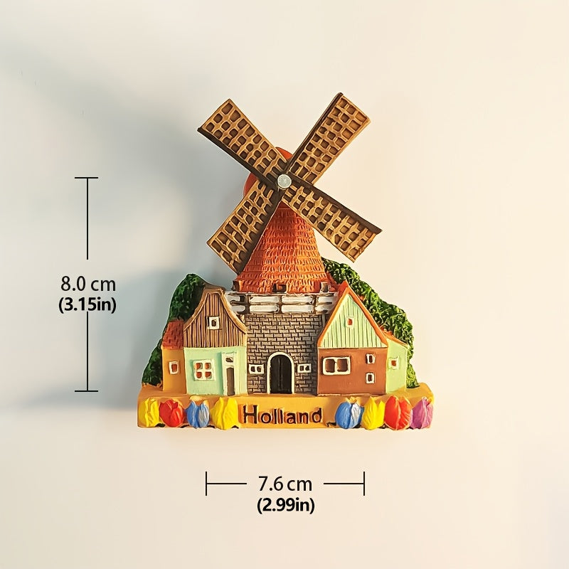 Creative Resin Windmill Magnetic Refrigerator Decoration for Home Outdoor Camping