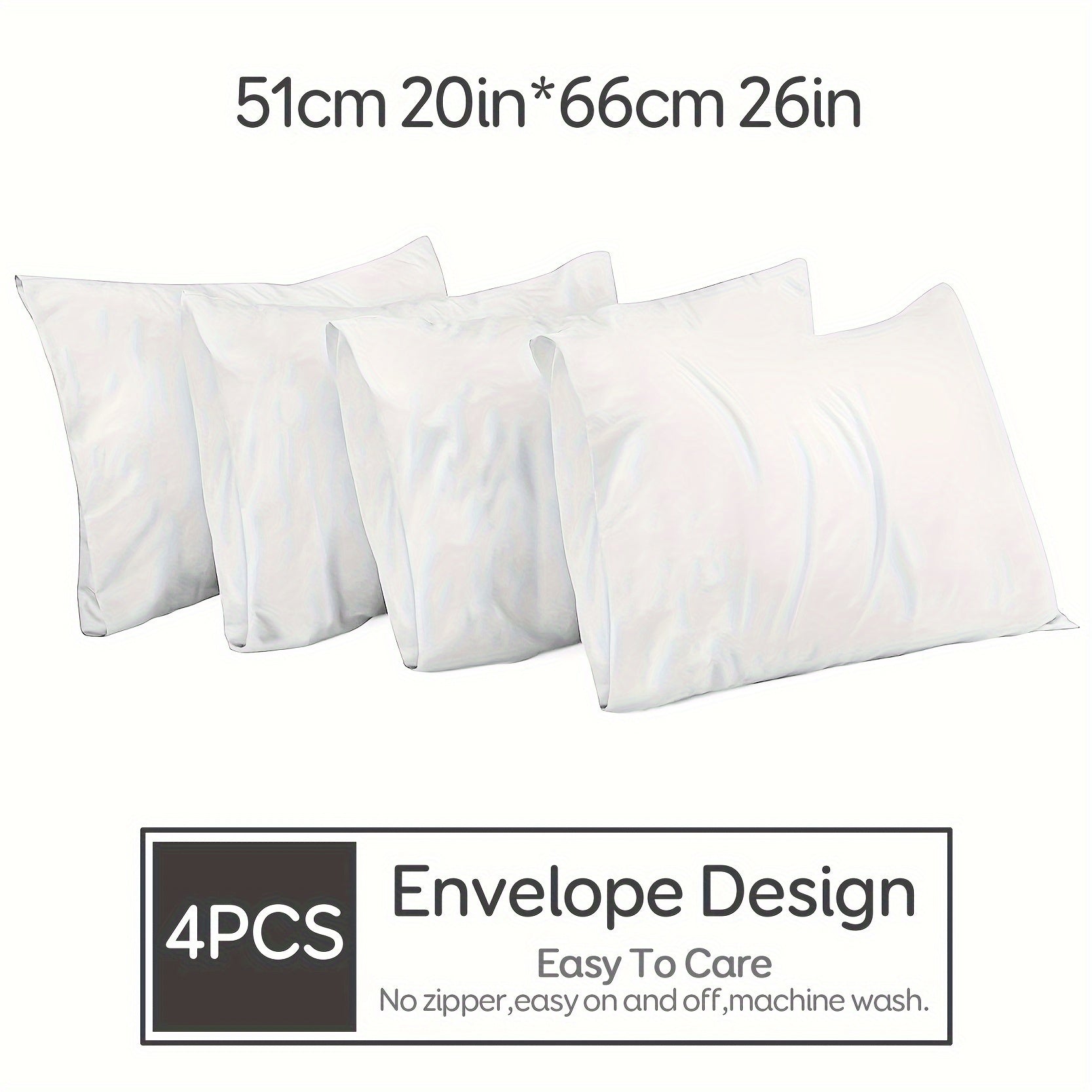 Set of 4 Microfiber Pillowcases Solid Color for Bedroom and Living Room