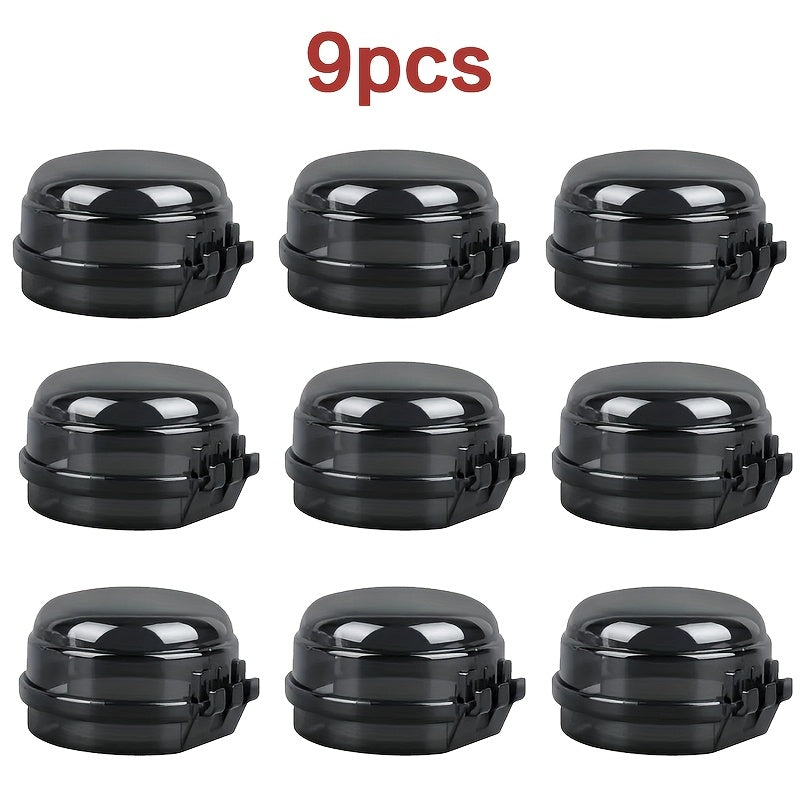 Set of 9 Black Plastic Gas Stove Knob Covers Child Safety Dust Prevention Easy Installation