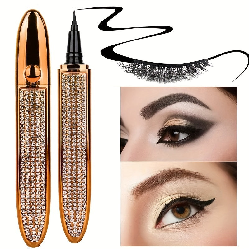 Women Long Lasting Waterproof Glitter Liquid Eyeliner 2-in-1 Self-Adhesive Glue Pen