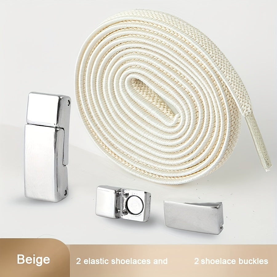 Unisex Metal Magnetic Shoelace Buckle Solid Color Elastic Lace Clip