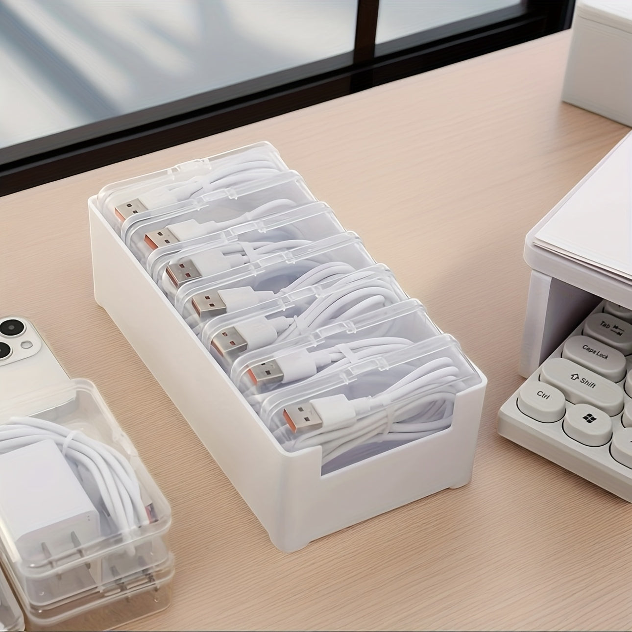 16 ta to'plam, Ma'lumot kabeli va ish stoli tashkiloti uchun ko'p maqsadli saqlash qutilari, tortma tashkilotchilari, turli joylar uchun ideal, masalan, yashash xonalari, o'qish xonalari, yotoqxona va boshqalar.