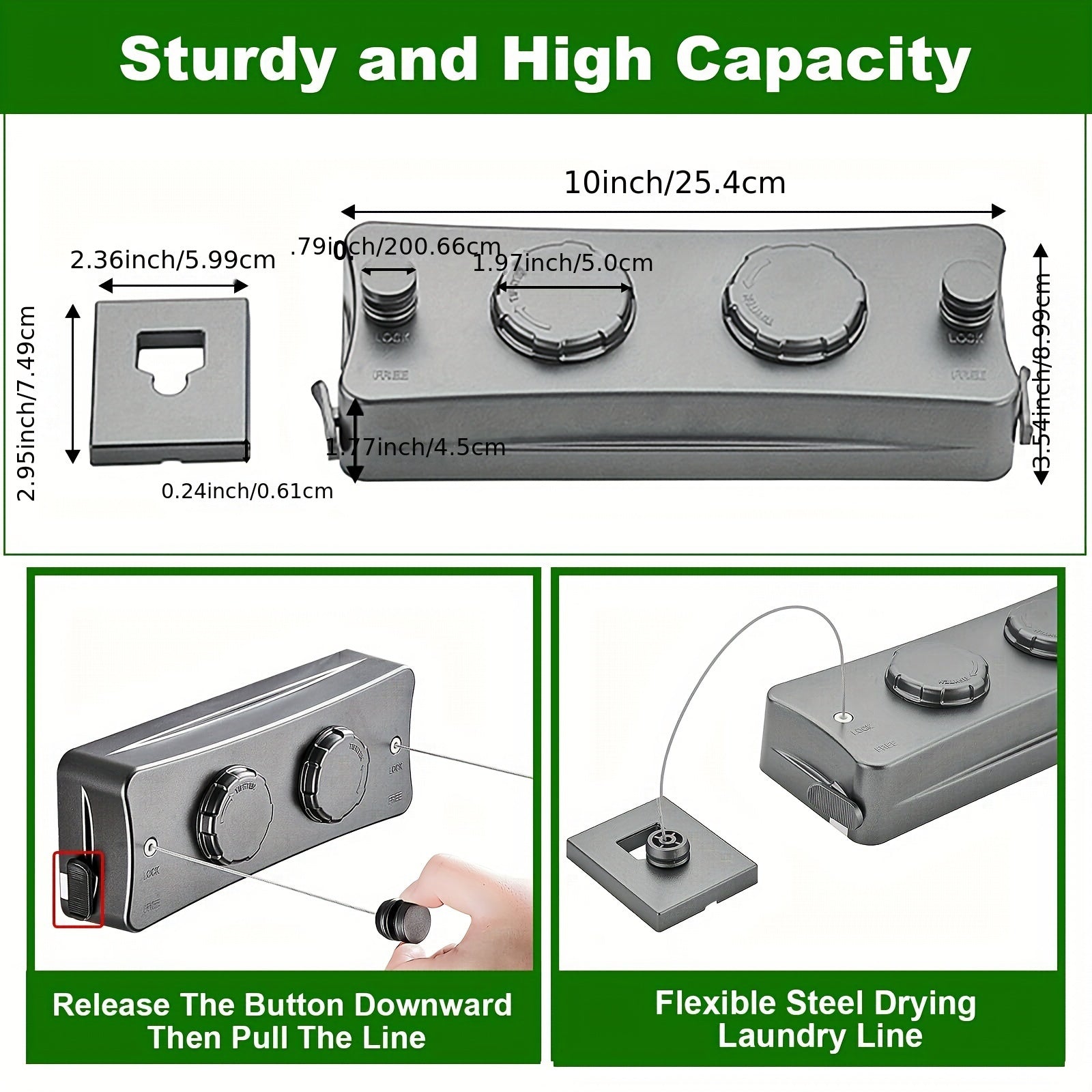 Одноразовая невидимая выдвижная веревка для одежды из нержавеющей стали для использования в помещении и на улице. Идеально подходит для хранения на балконе и способна выдерживать тяжелые нагрузки. Оснащена тросом из нержавеющей стали 304.