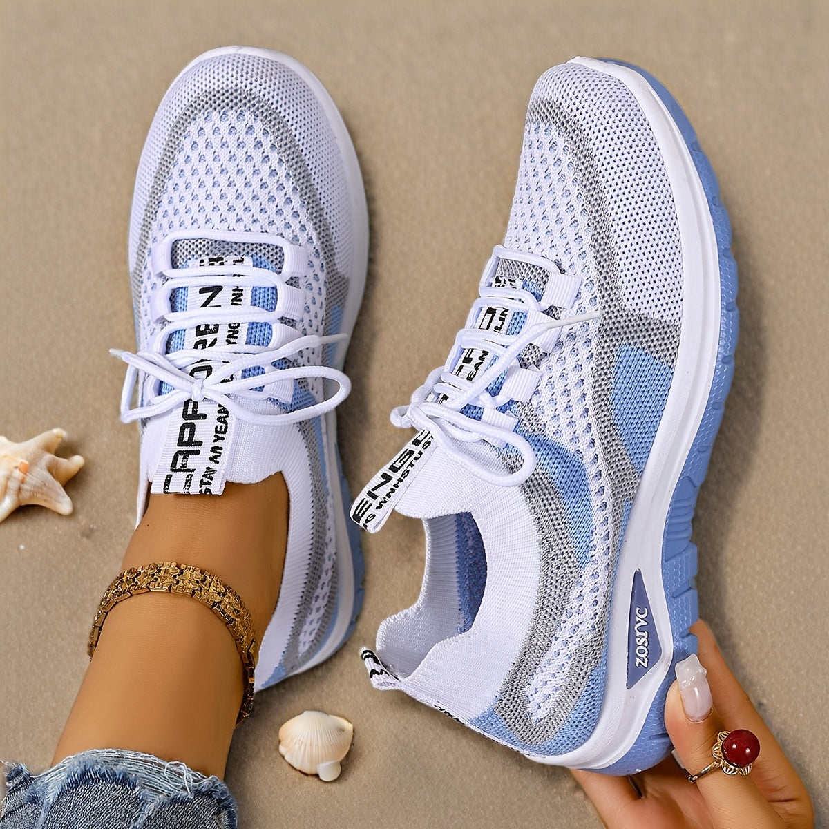 Women’s Lightweight Breathable White Sneakers for Walking and Casual Wear