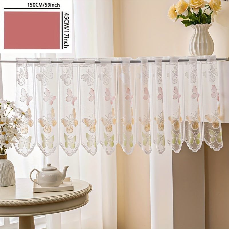 Small Butterfly Cafe Curtain Tier for Living Room and Office Decor