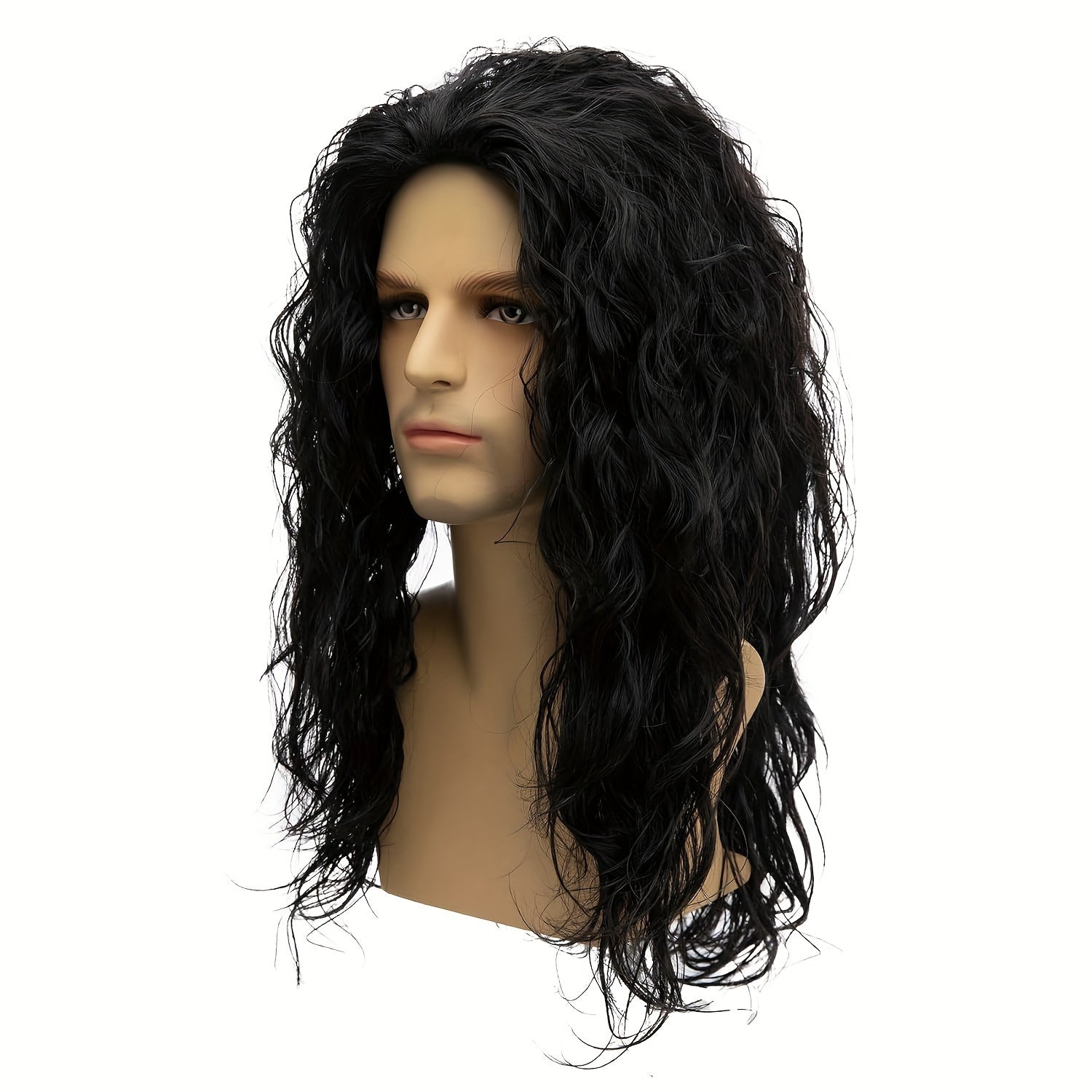 Men's Grey and Black Wavy Halloween Cosplay Wig No Bangs Synthetic Headgear