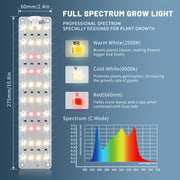 Indoor Plant Grow Light with 160 Dimmable LEDs Full Spectrum Timer 3 Modes