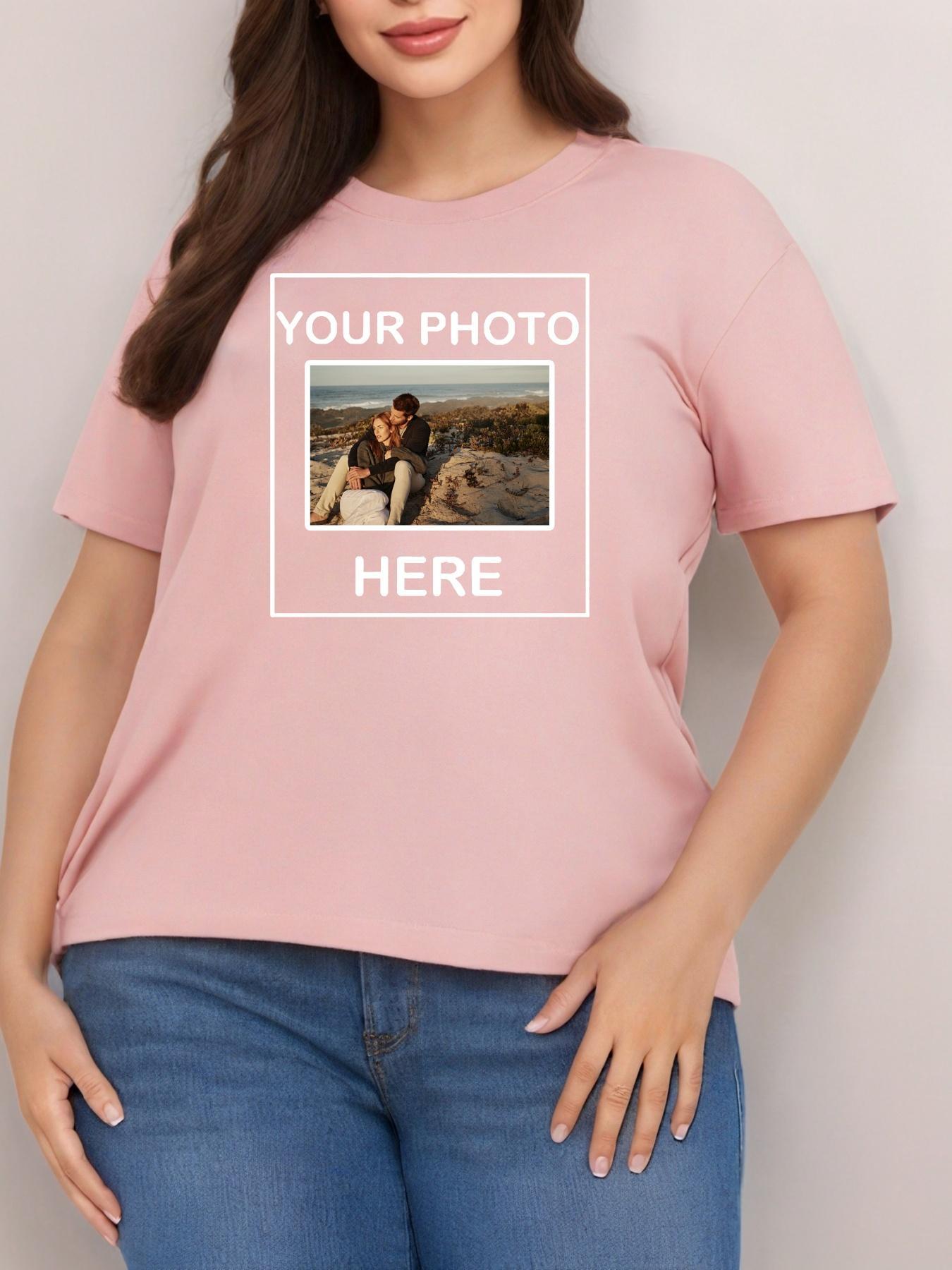 Women's Casual Short Sleeve T-Shirt Personalized Photo Black Polyester Blend