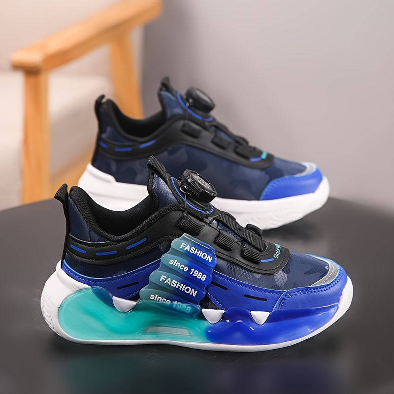 Zapatillas de rayas para niños con hebilla giratoria, forro transpirable, suela antideslizante de EVA