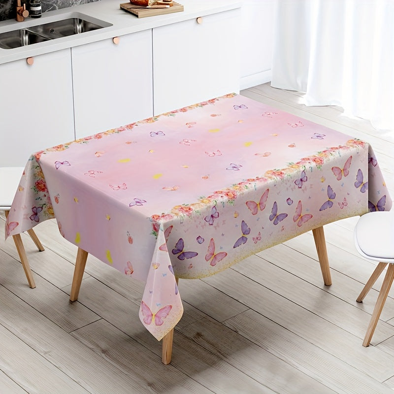 Pink Butterfly Disposable Tablecloth for Weddings Baby Showers and Parties
