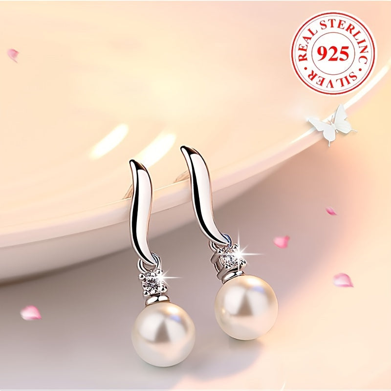 Sterling Silver Dangle Earrings with Freshwater Pearls for Casual Elegance