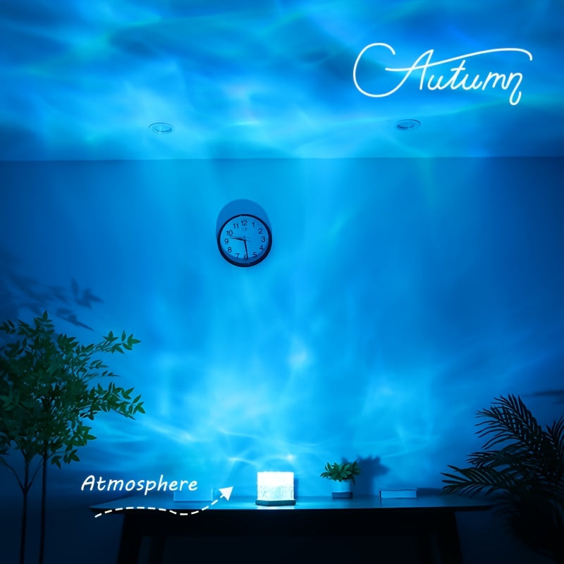 Luz nocturna LED de ondas de agua recargable por USB con brillo ajustable para dormitorio y sala de juegos