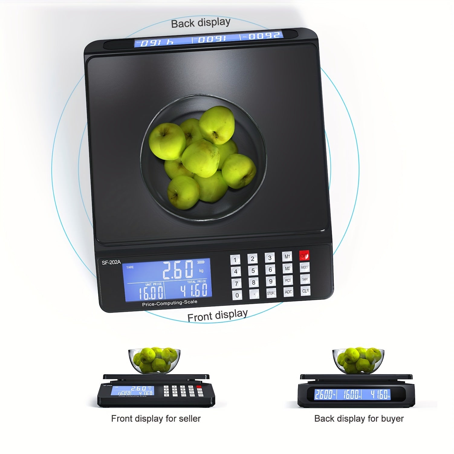 Dual-Display Kitchen Scale with Multifunctional Features, Digital Weighing