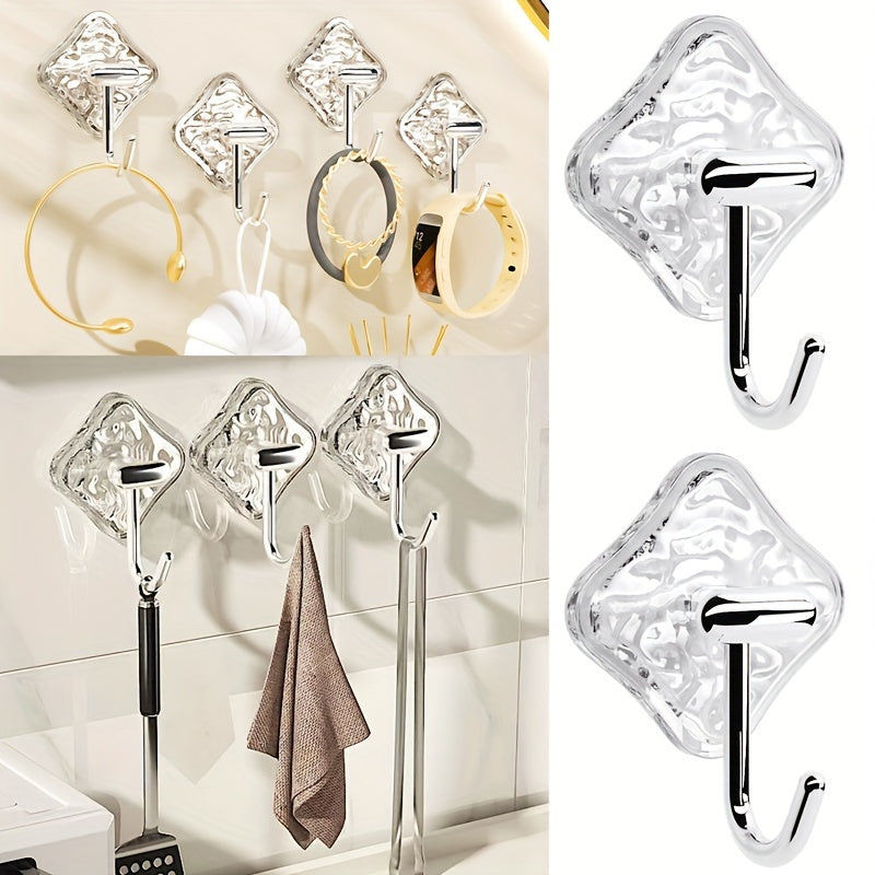 4-Pack Adhesive Hooks Non-Slip Traceless for Kitchen Bathroom Bedroom Utility
