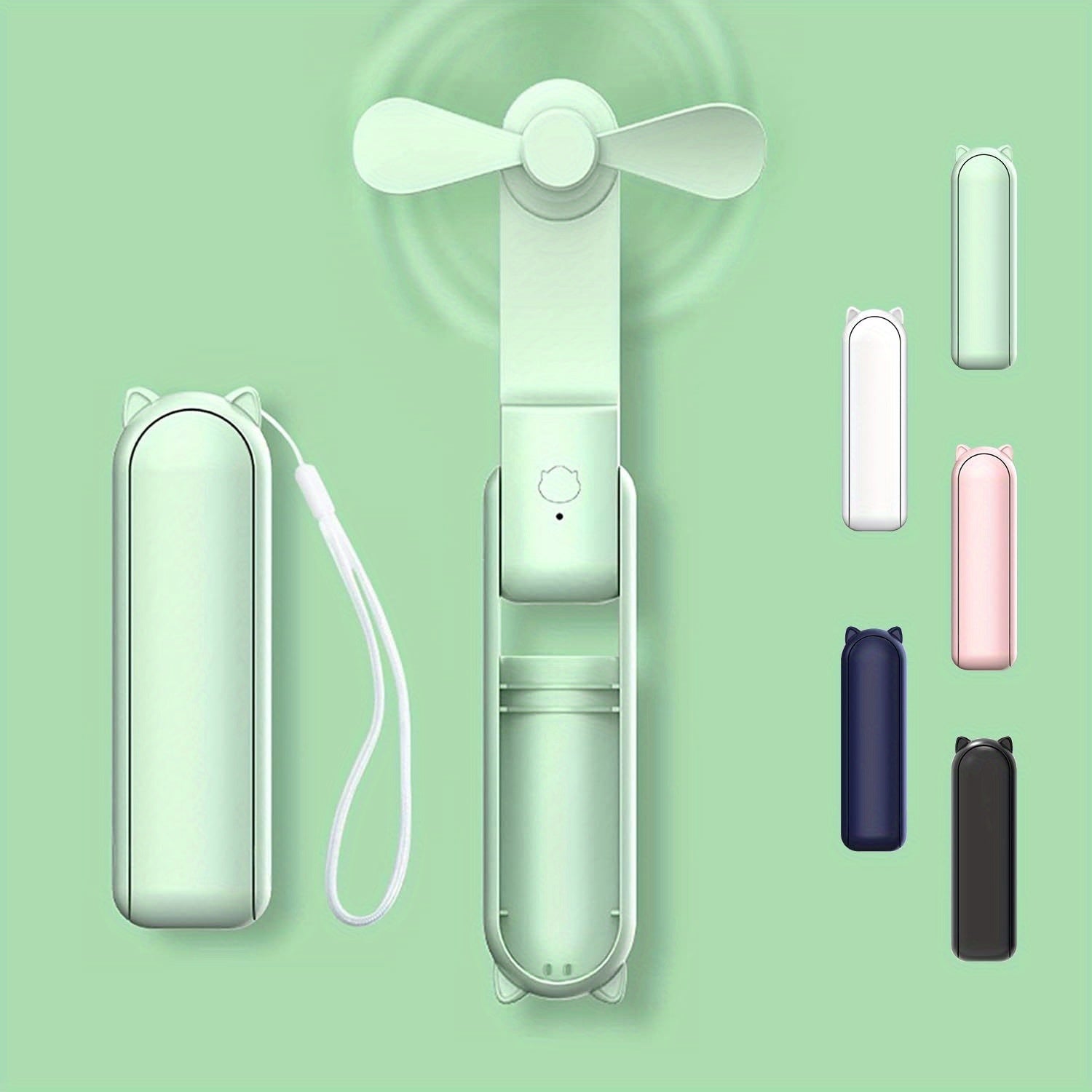 Mini Handheld Fan USB Charging 1200mAh Battery 3 Speed Portable Travel Outdoor