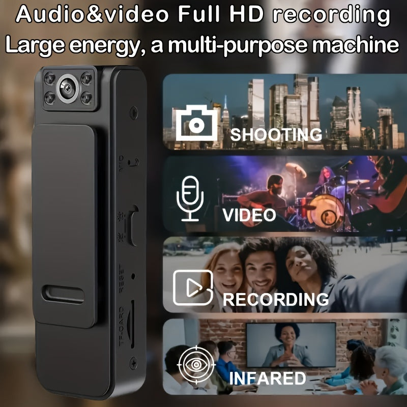 Wearable Full HD Video Recorder with Night Vision Touch Control Portable Mini Camera with Microphone