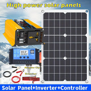 300W Monocrystalline Solar Panel Kit with Car Inverter and 12V to 220V Smart Charging