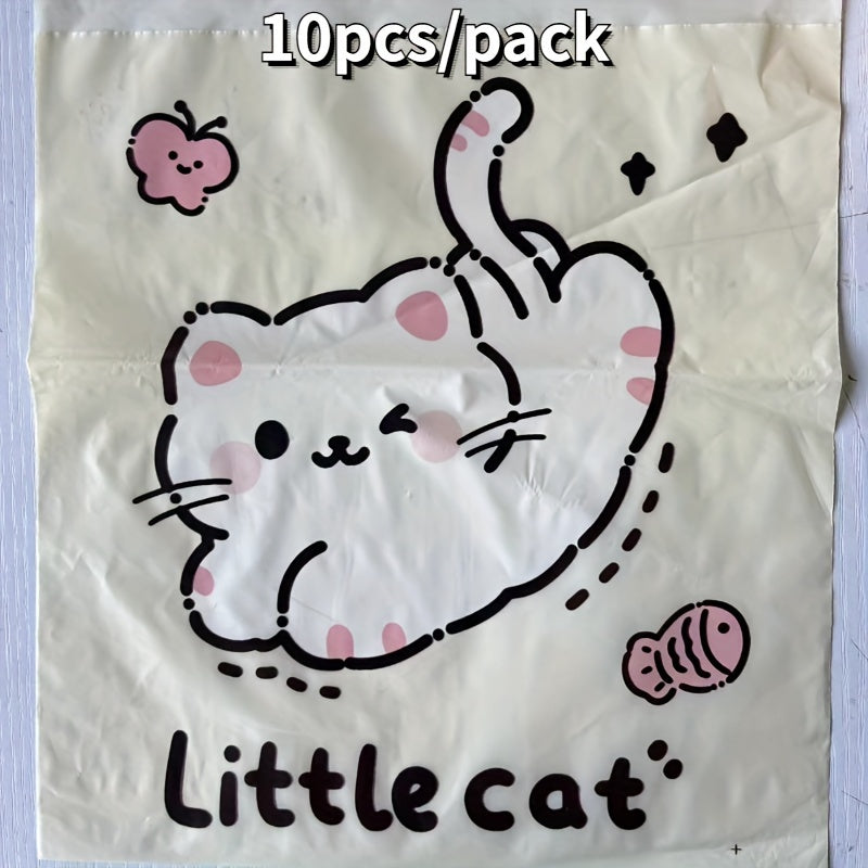 Set of 10 Mini Adhesive Trash Bags for Car Office Home with Cartoon Designs