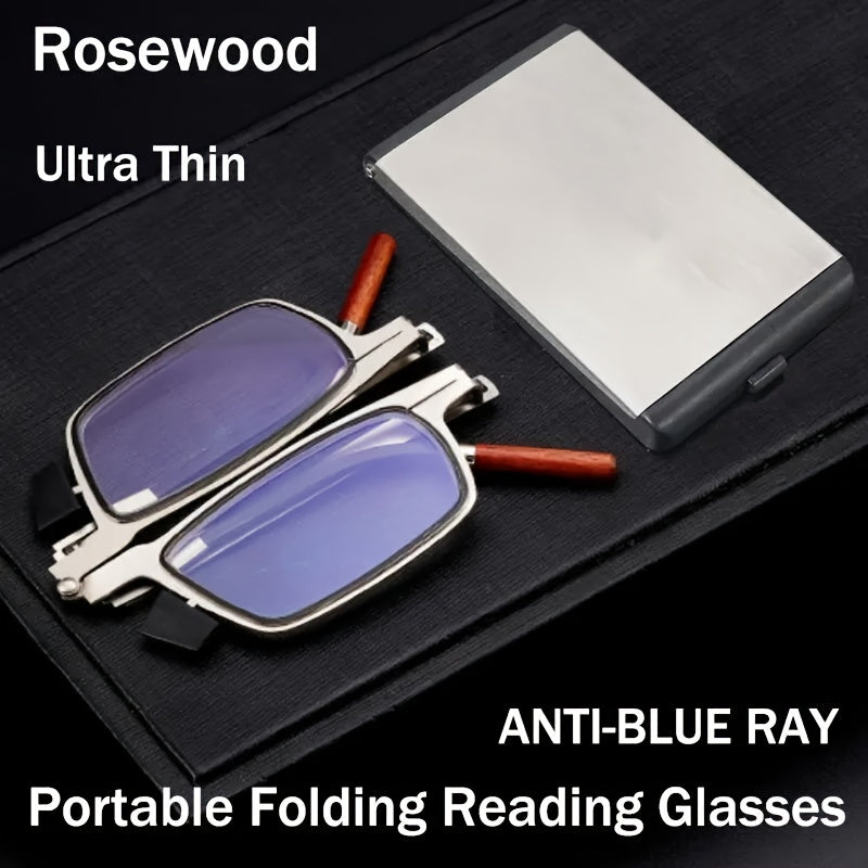 Rectangular Full Rim Reading Glasses Men Women Anti-Blue Light Metal Frame Mirror Coating
