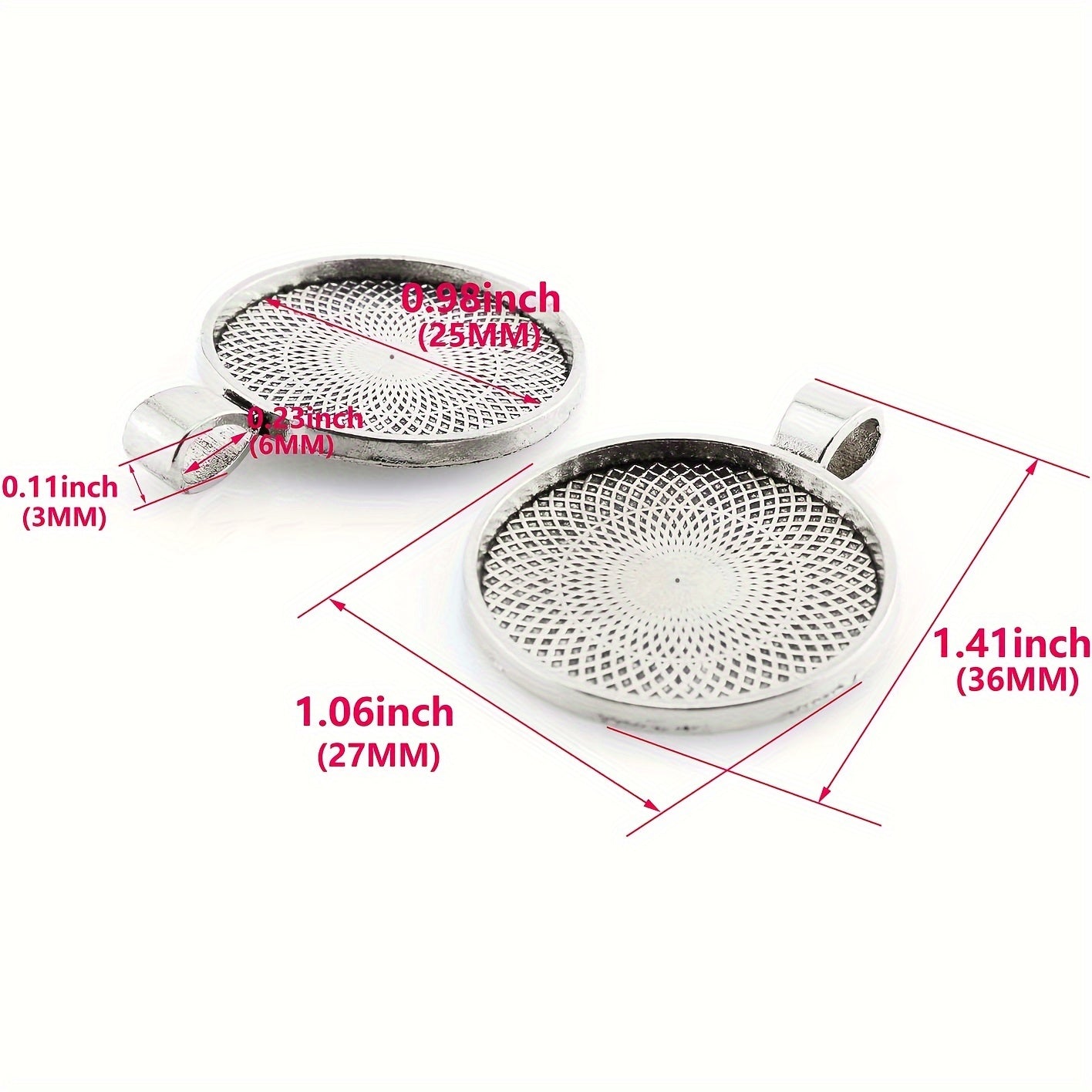 25 Pieces Zinc Alloy Round Bezel Pendant Trays 25mm Blank Cabochon Settings for Jewelry Making
