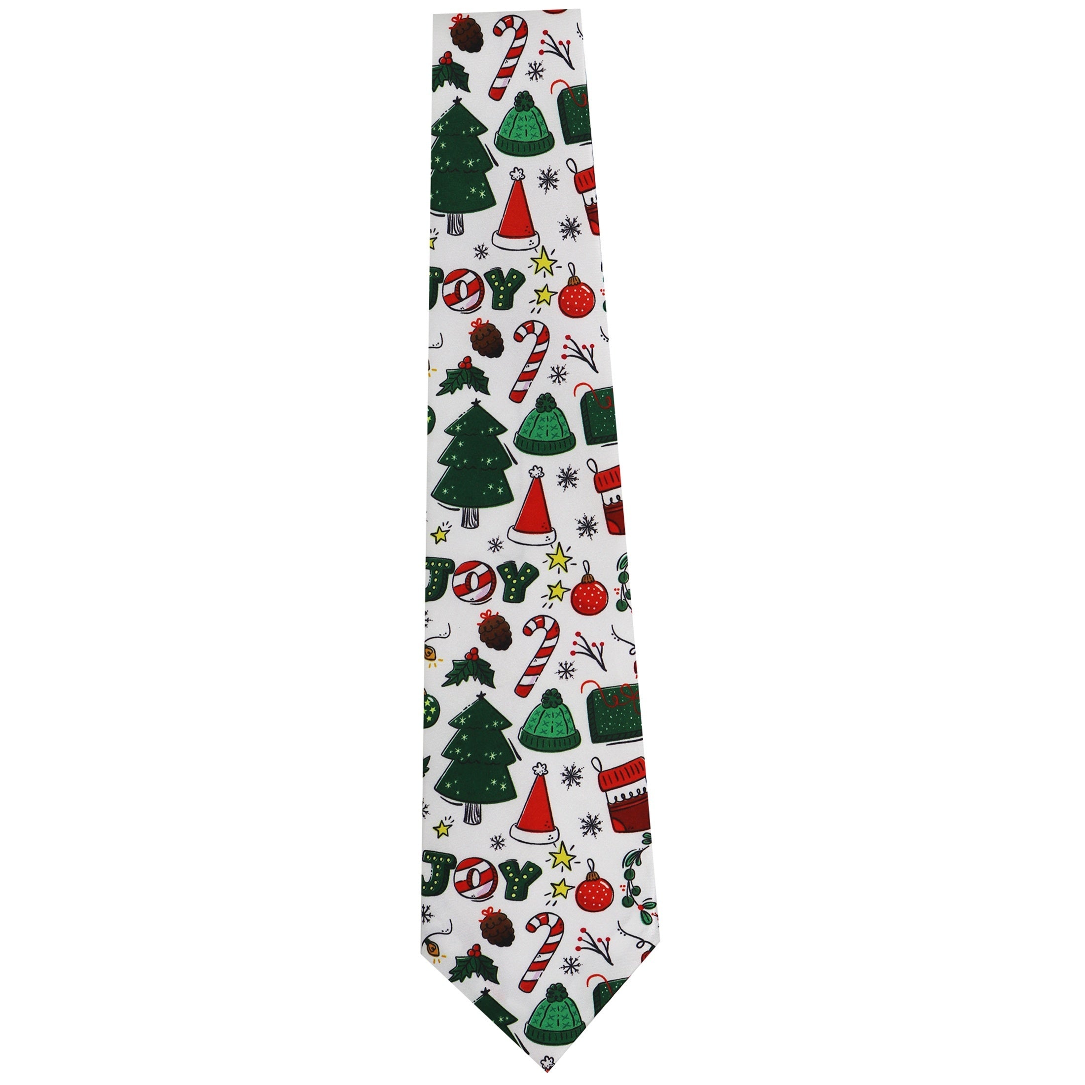 Unisex Christmas Tie Polyester Santa Snowman Candy Cane Holiday Party Accessory