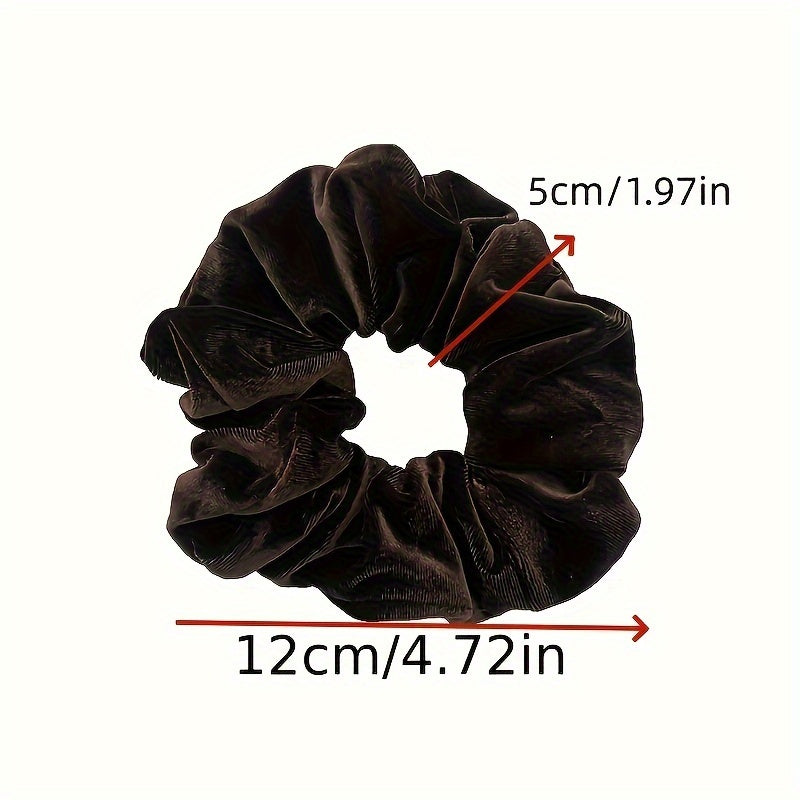Set of 4 Velvet Scrunchies for Women in Beige Brown Black Hair Accessories