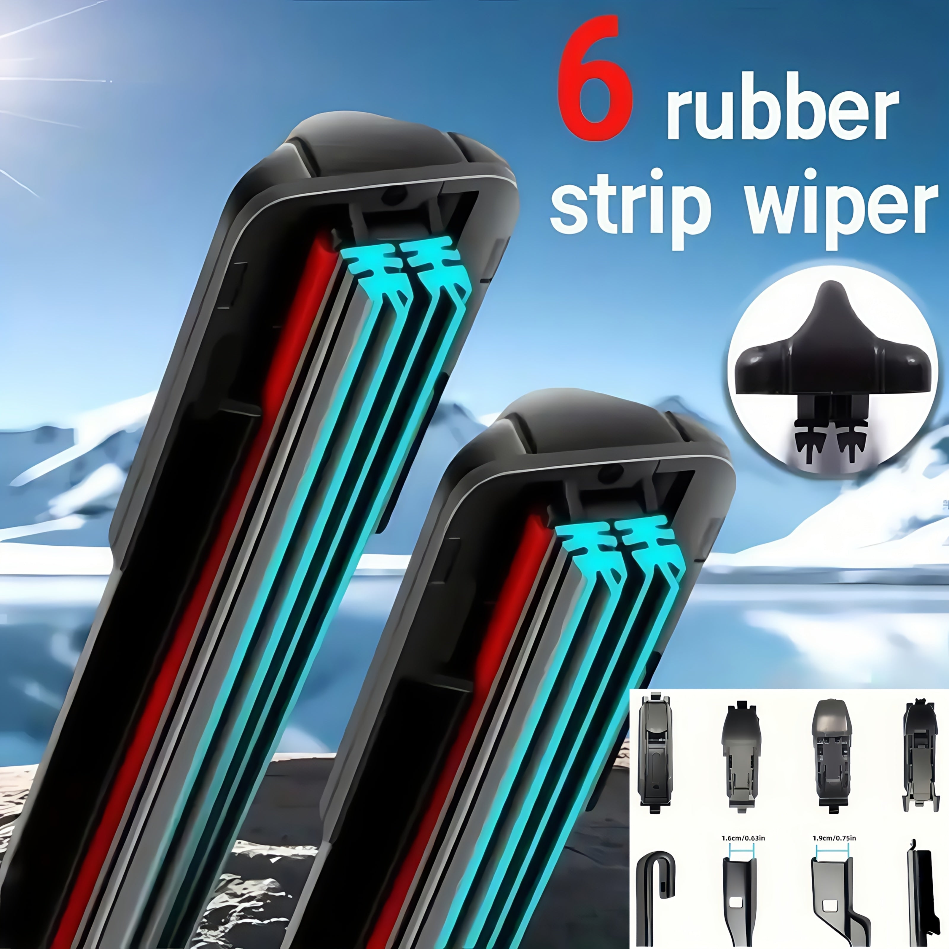 Car Windshield Wiper Blade Set with Adapters 35-71cm Durable Rubber Quiet