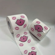 Red Lips Pattern Toilet Paper 1 Roll 3-Ply Bleach-Free Wood Pulp