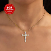 Sterling Silver Mozambique Stone Cross Pendant Necklace 1.1 Carat Jewelry Gift