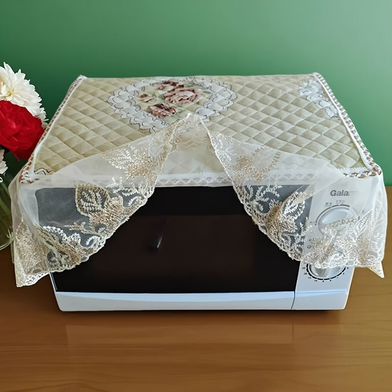 Европейская кружевная вышитая крышка для микроволновки с цветочным узором, зеленые листья, пылезащитная