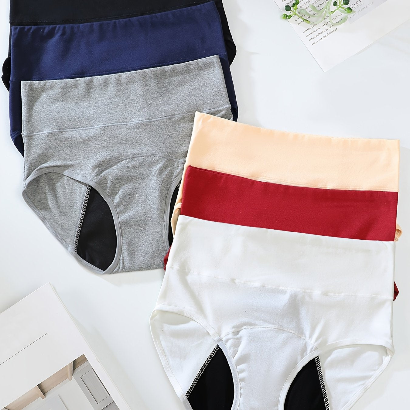 Women's High-Waist Leak-Proof Underwear 6-Pack Breathable Soft Fabric