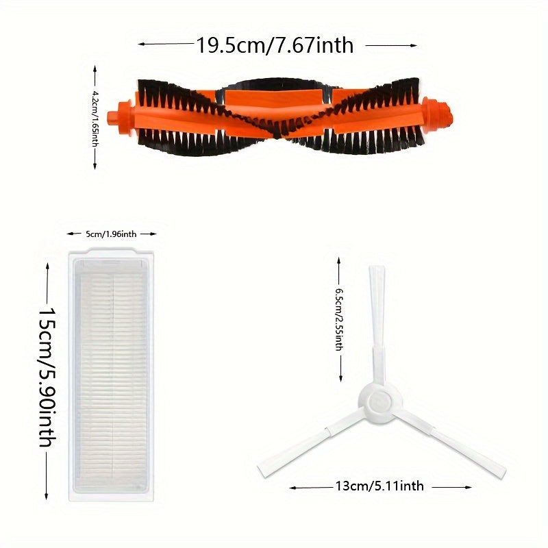 Robot changyutgich mop tozalagich uchun aksessuarlar to'plami, asosiy cho'tka, yon cho'tkalar, filtrlashlar, yostiqlar