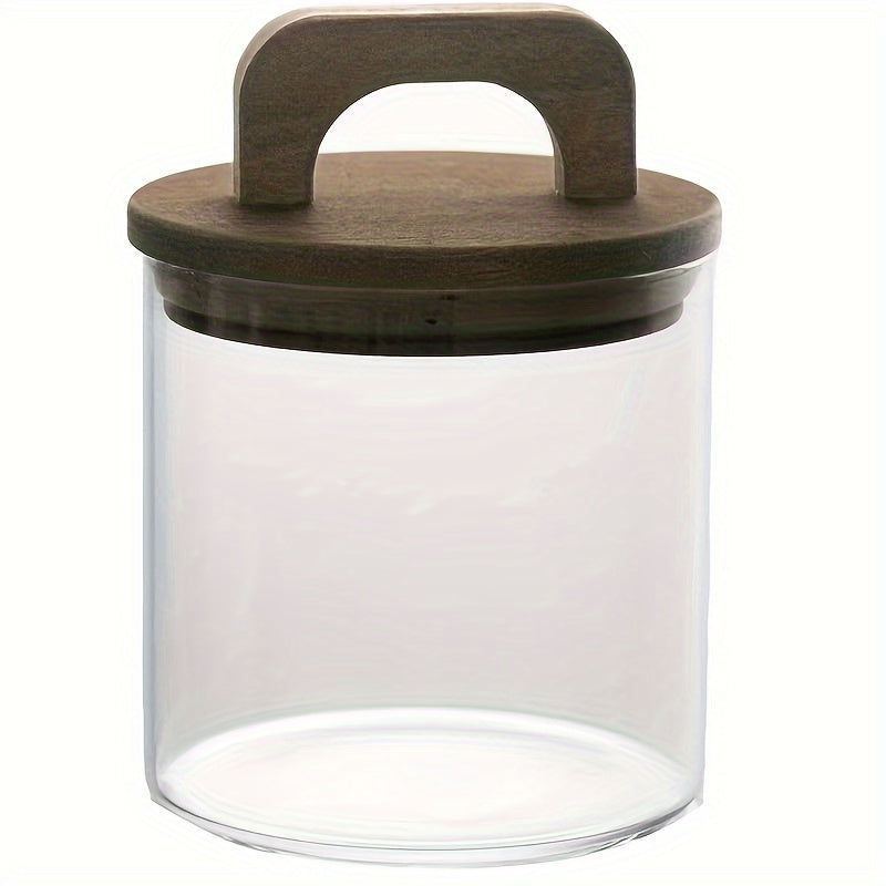 Glass Storage Jar with Wooden Lid 27oz 800mL Food Coffee Tea Organizer