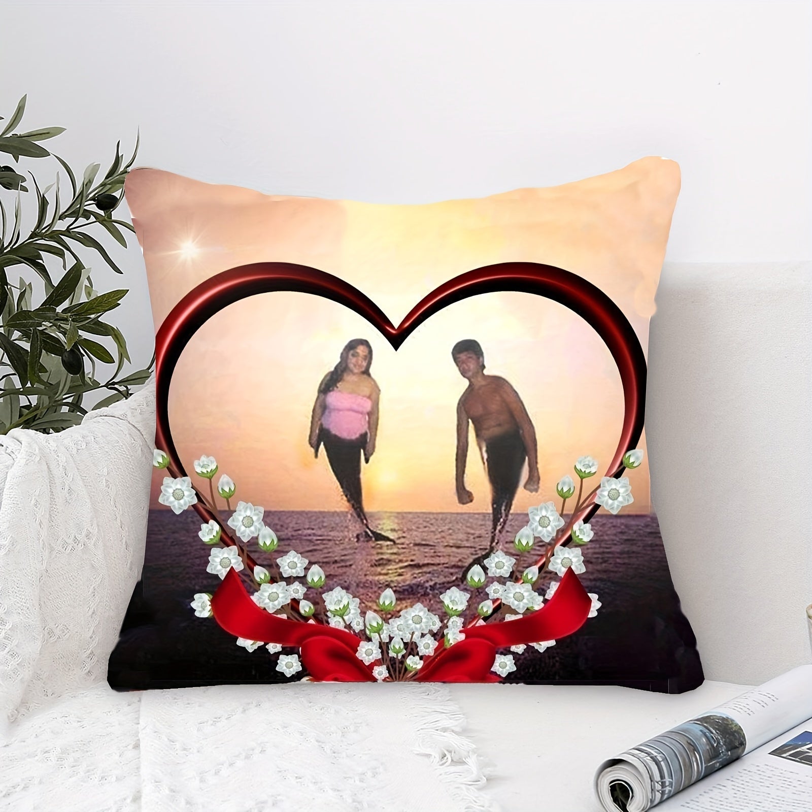 Custom Soft Plush Pillow for Home Decor Personalize with Photo and Name 45.72cm