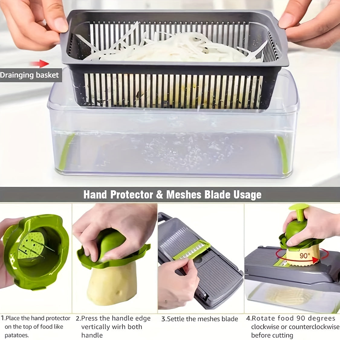 14-in-1 Vegetable Chopper Fruit Slicer Set Stainless Steel Blades