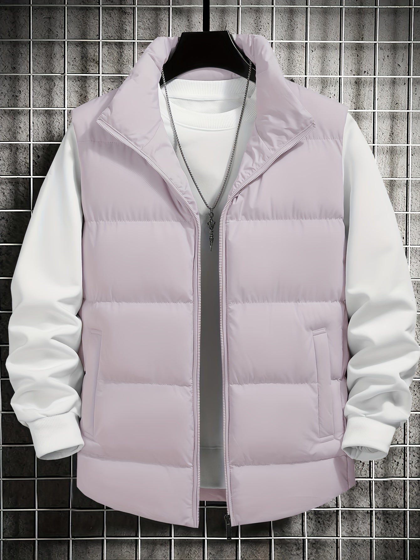 Men's Casual Stand Collar Vest Polyester Woven Sleeveless Fall Winter Outerwear