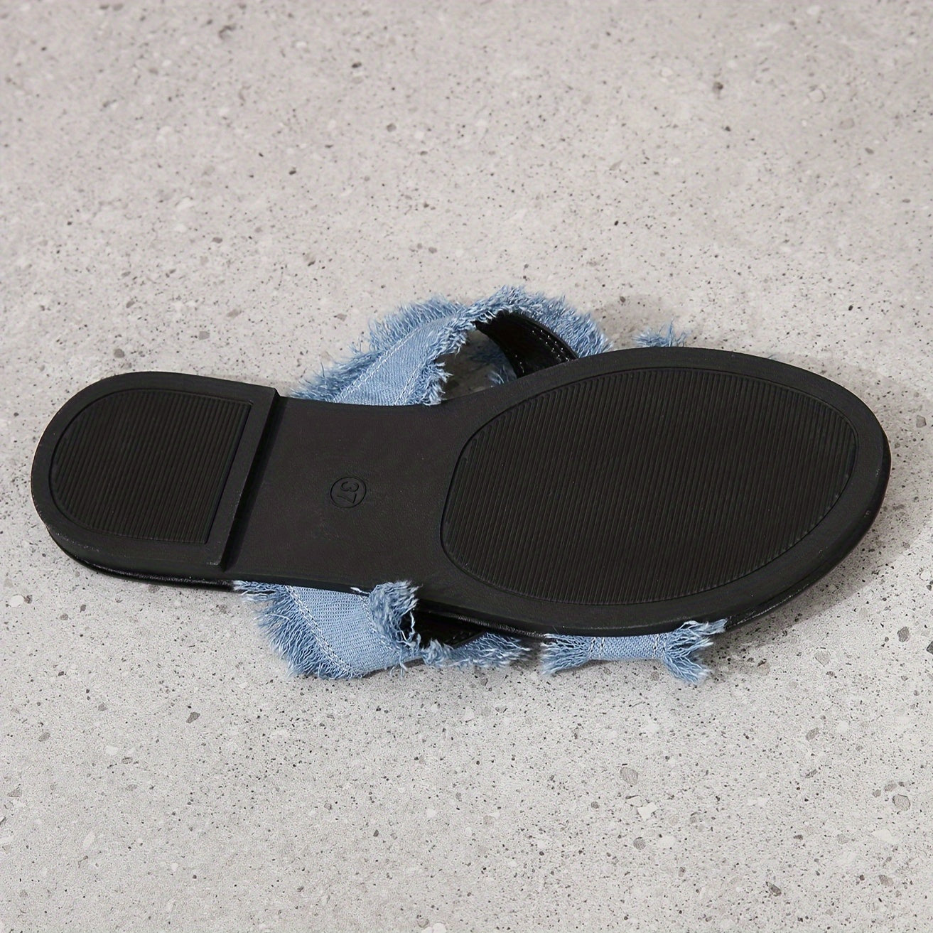 Ayollar uchun Bohemiy qirralari bilan sandallar Qora Ko'k Ochiq barmoq bilan yopiladigan, qulay va tekis